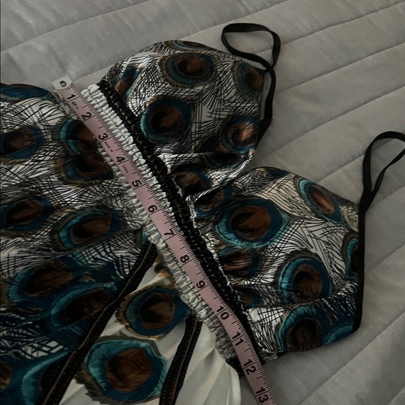 (STEP IN STYLE)Peacock Print Spaghetti Strap women’s Dress with Stretch Waist - Picture 14 of 17